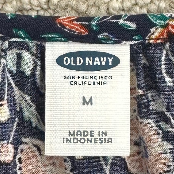 Old Navy Long Sleeve Peasant Blouse/Top Navy Blue Floral Size Medium - Picture 6 of 11